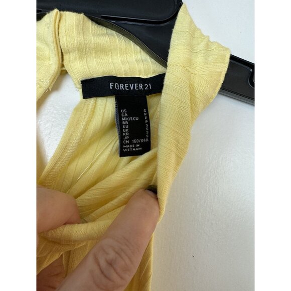 Forever 21 Butter Pastel Yellow Mini Halter Dress Bodycon NWT Ribbed SMALL - Picture 2 of 11